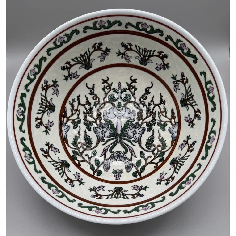 Vintage Tongzhi Style Chinese Porcelain Bowl Hand Painted Floral Decorative Dish